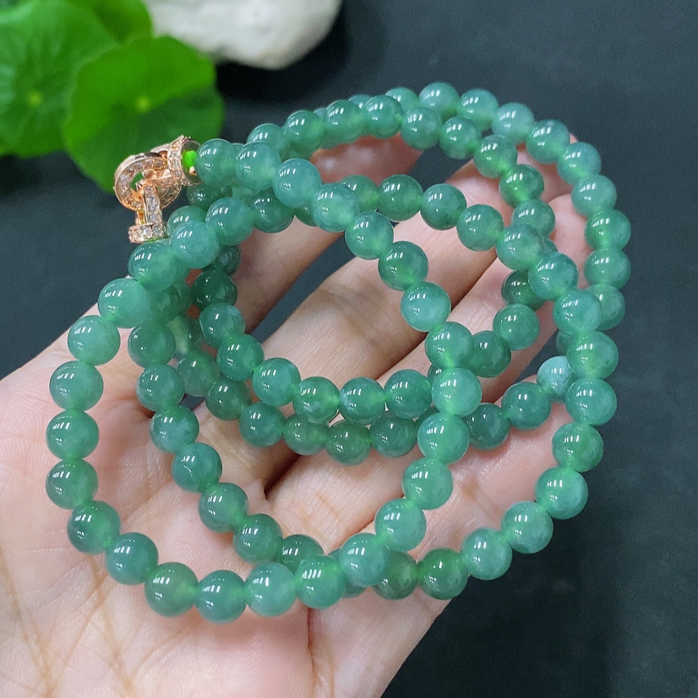 F29321727 Jadeite Beaded Necklace Approx. 6mm Total Weight Approx. 40.38g Non-Gold