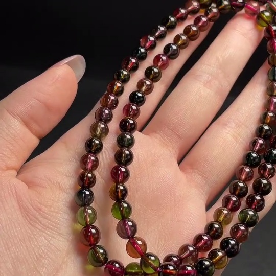 C30511386 Tourmaline Bead Strand Approximately 5.8mm Total Weight About 33.26g Containing Other Mineral Components Visible Organic Matter