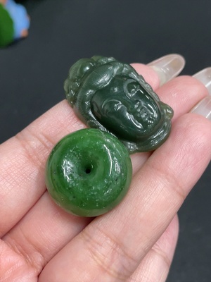 H29359610 Hetian Jade Pendant Guanyin Peace Ring Total Weight Approx. 21.9g