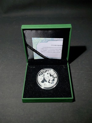Q34987484 2024 China Panda Silver Coin 30g Pure Silver with Original Certificate and Box
