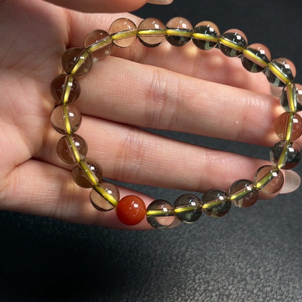C31576930 Crystal Bracelet, Approx. 8mm Beads, Total Weight Approx. 16.36g, Non-Natural Accent Stones Considered