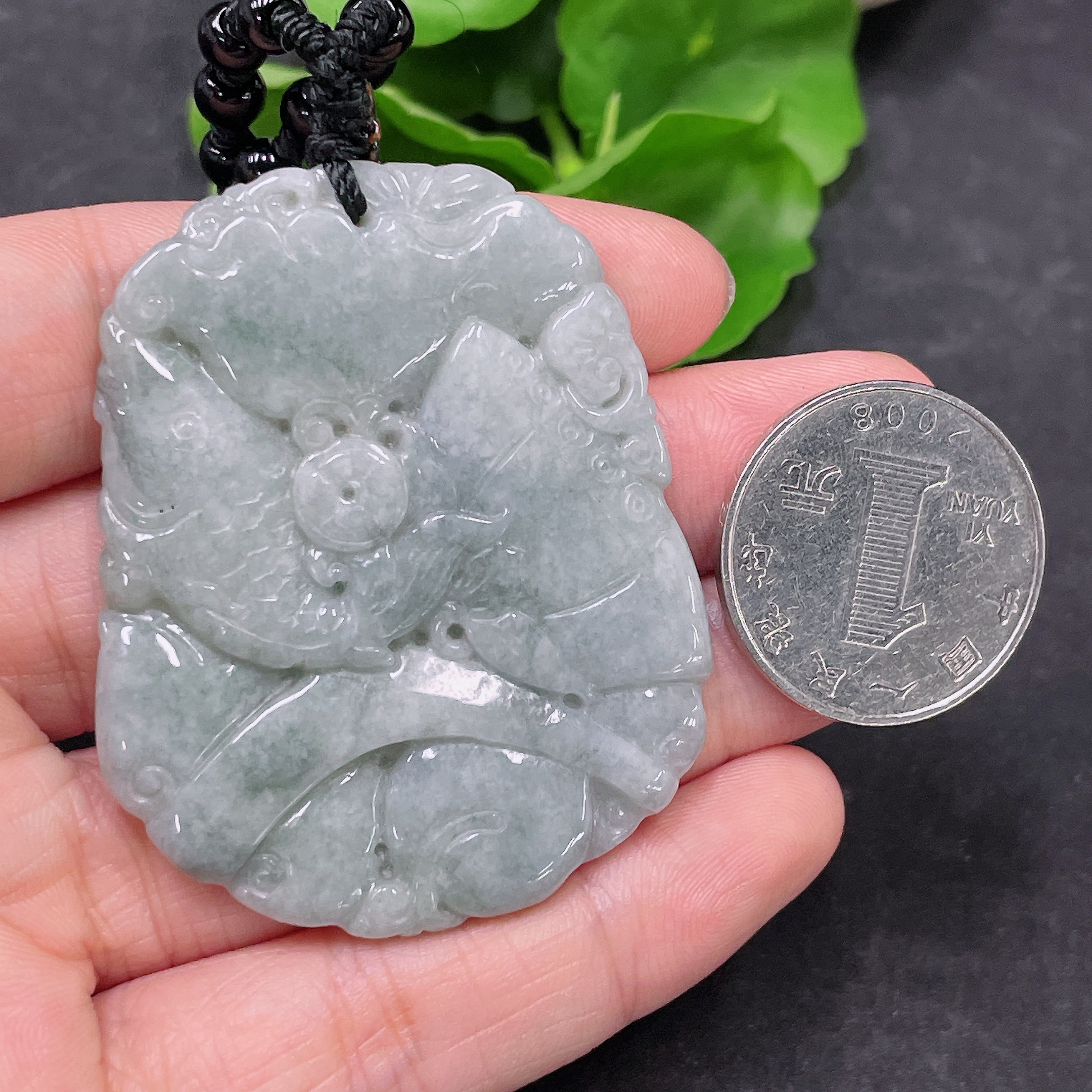 F32748079 Jadeite Auspicious Fish Pendant
