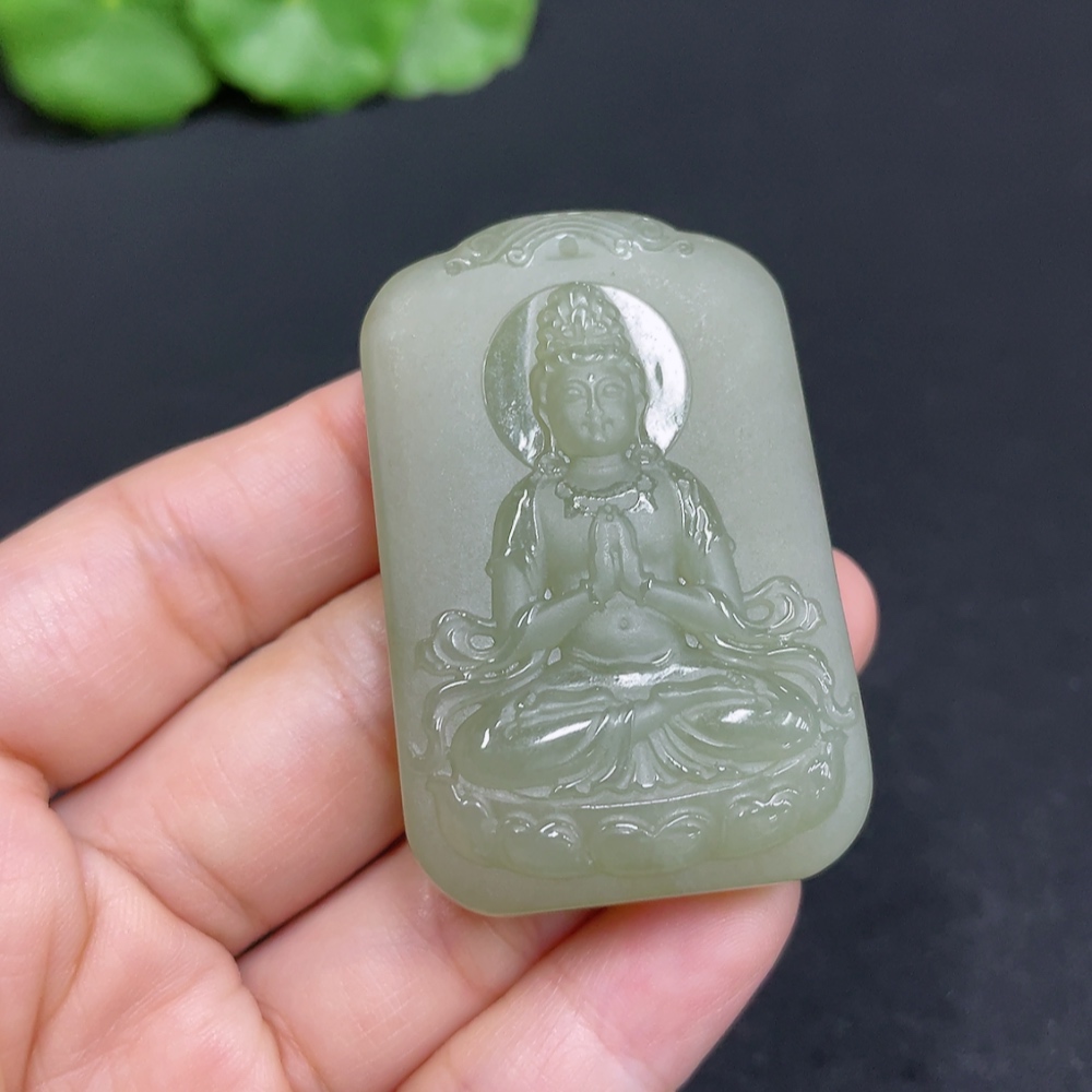H35109822 Hetian Jade Pendant Guanyin Total Weight Approx. 39.3g