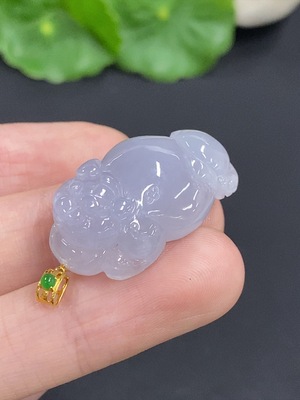 F42973579 翡翠三脚金蟾挂件 18k金扣头 货品总重量约8.5克