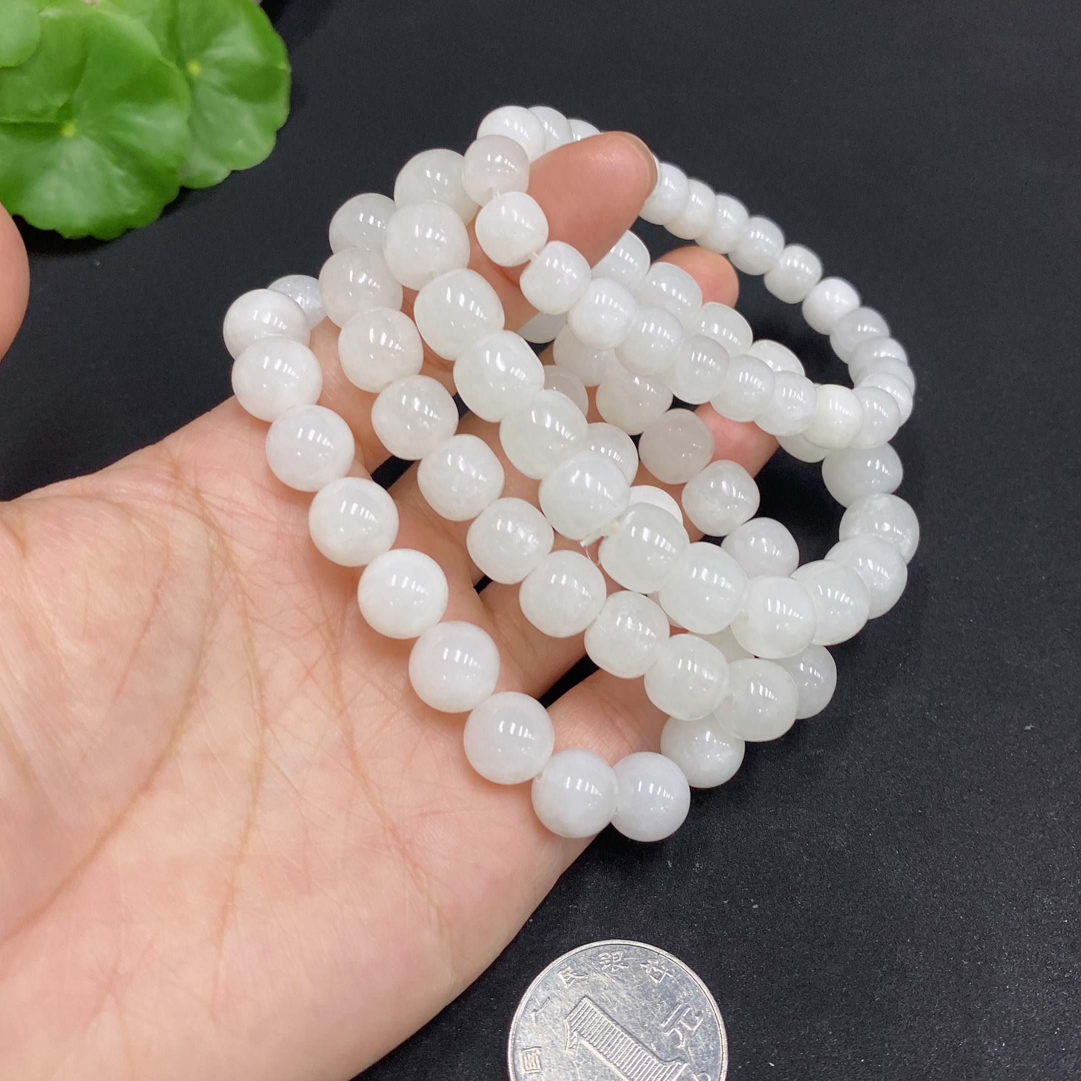 H34014415 Hetian Jade Bracelet, Max. Bead Size Approx. 9.6mm, Total Weight Approx. 113.3g, Containing Other Mineral Components