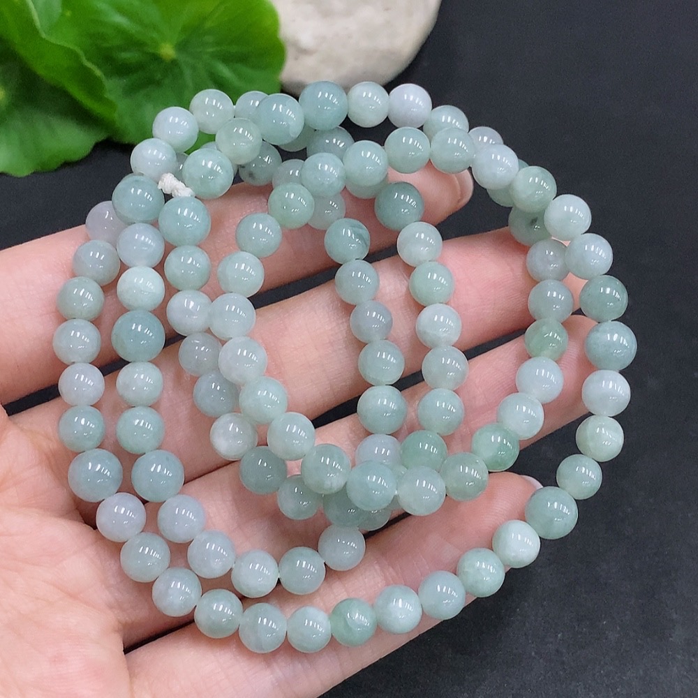F34969260 Jadeite Bead Necklace Total Weight Approx. 37.3g Size About 5.7mm