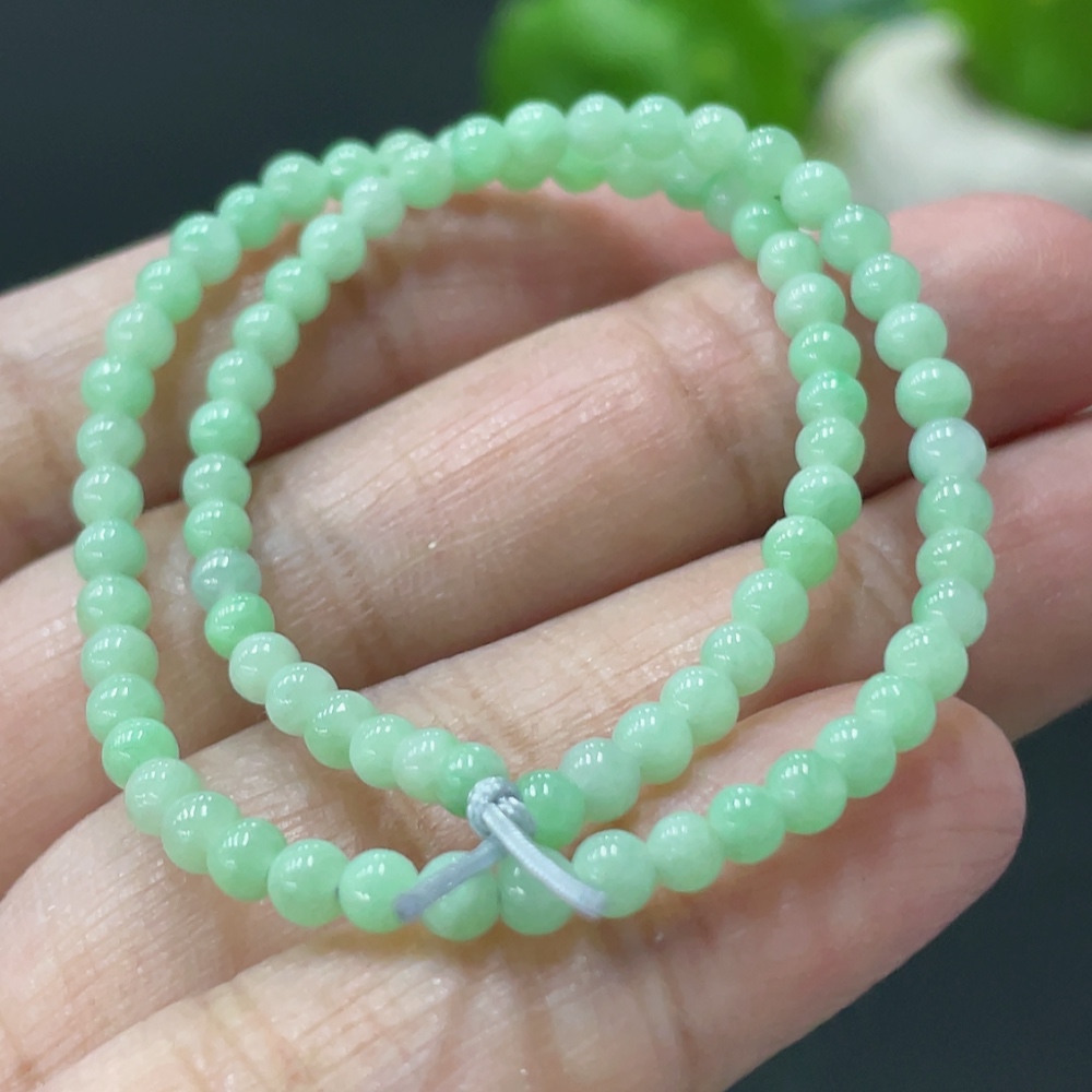 F35108233 Jadeite Bracelet Approx. 3.2mm Beads Total Weight Approx. 4.37g