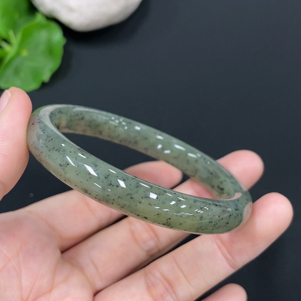 H26942179 Hetian Jade Round Bracelet Size 52.3 Total Weight Approx. 28.5g