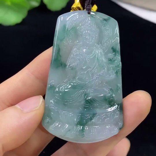 F31599838 Jadeite Guanyin Pendant Total Weight Approx. 34.94g (Including Rope Weight) Non-Gold