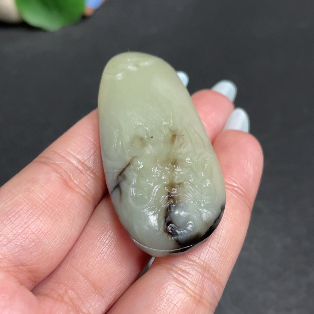 H31574017 Hetian Jade Pendant Dragon Plaque Total Weight Approx. 29.3g