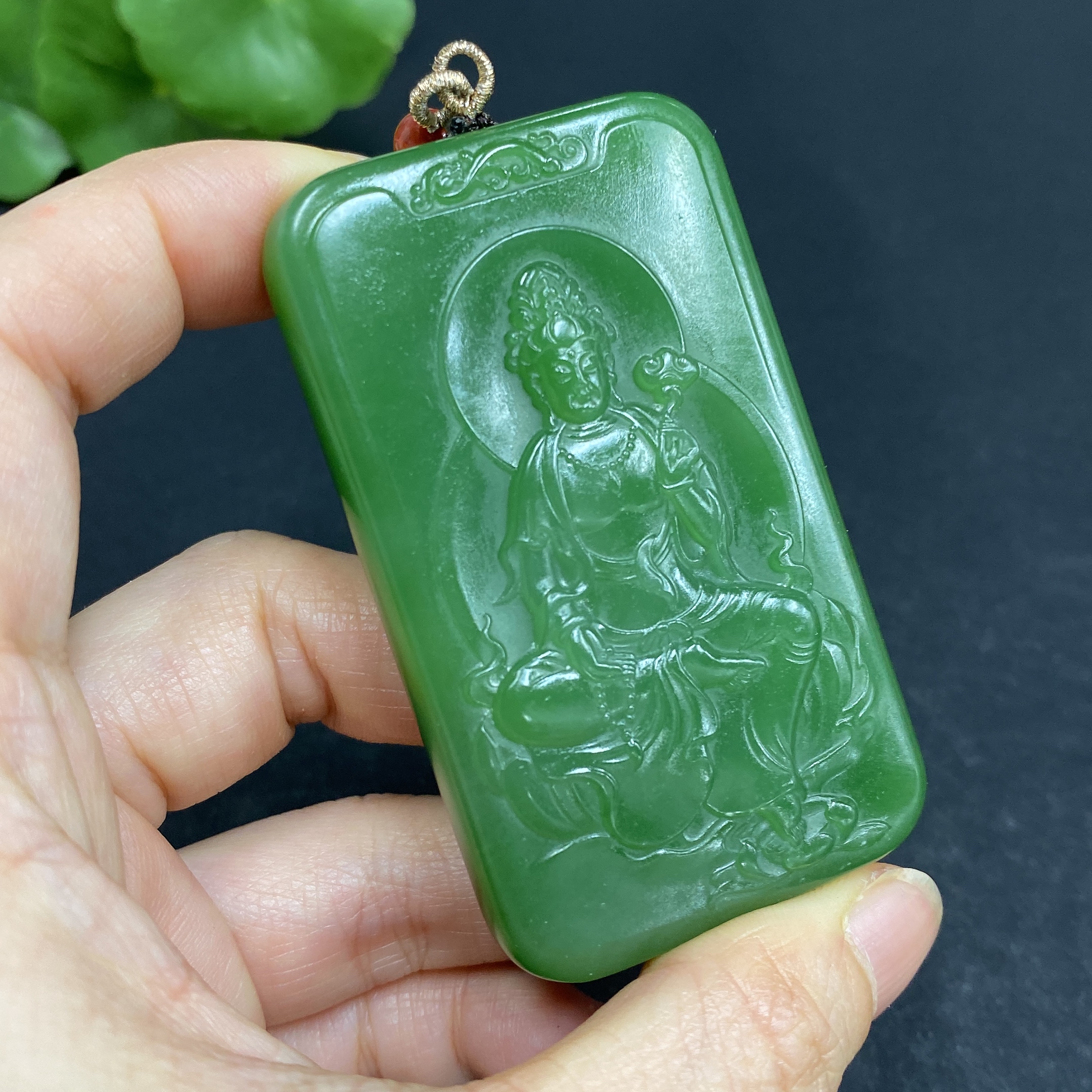 H30468177 Hetian Jade Pendant Guanyin Total Weight (including rope) 73.9g