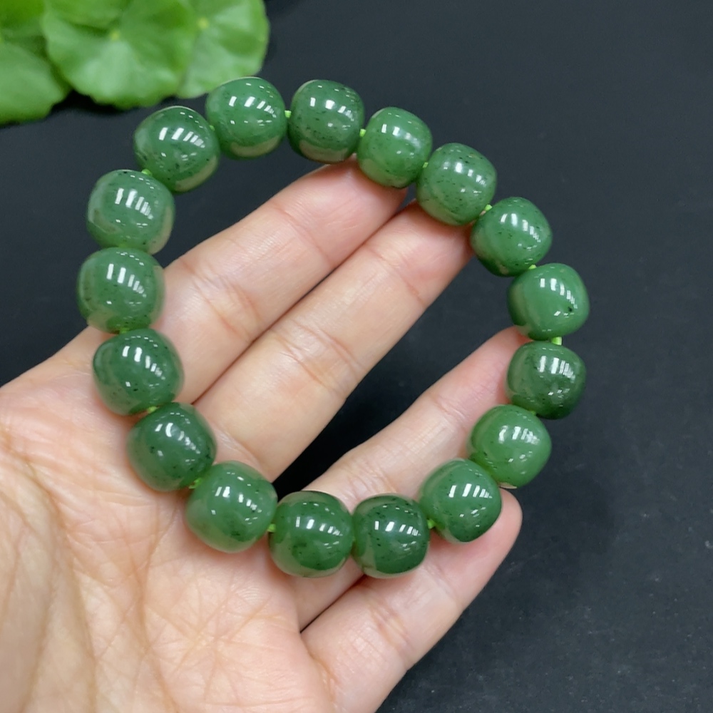 H35103434 Hetian Jade Jasper Bracelet, approx. 11.7mm, total weight about 48.3g