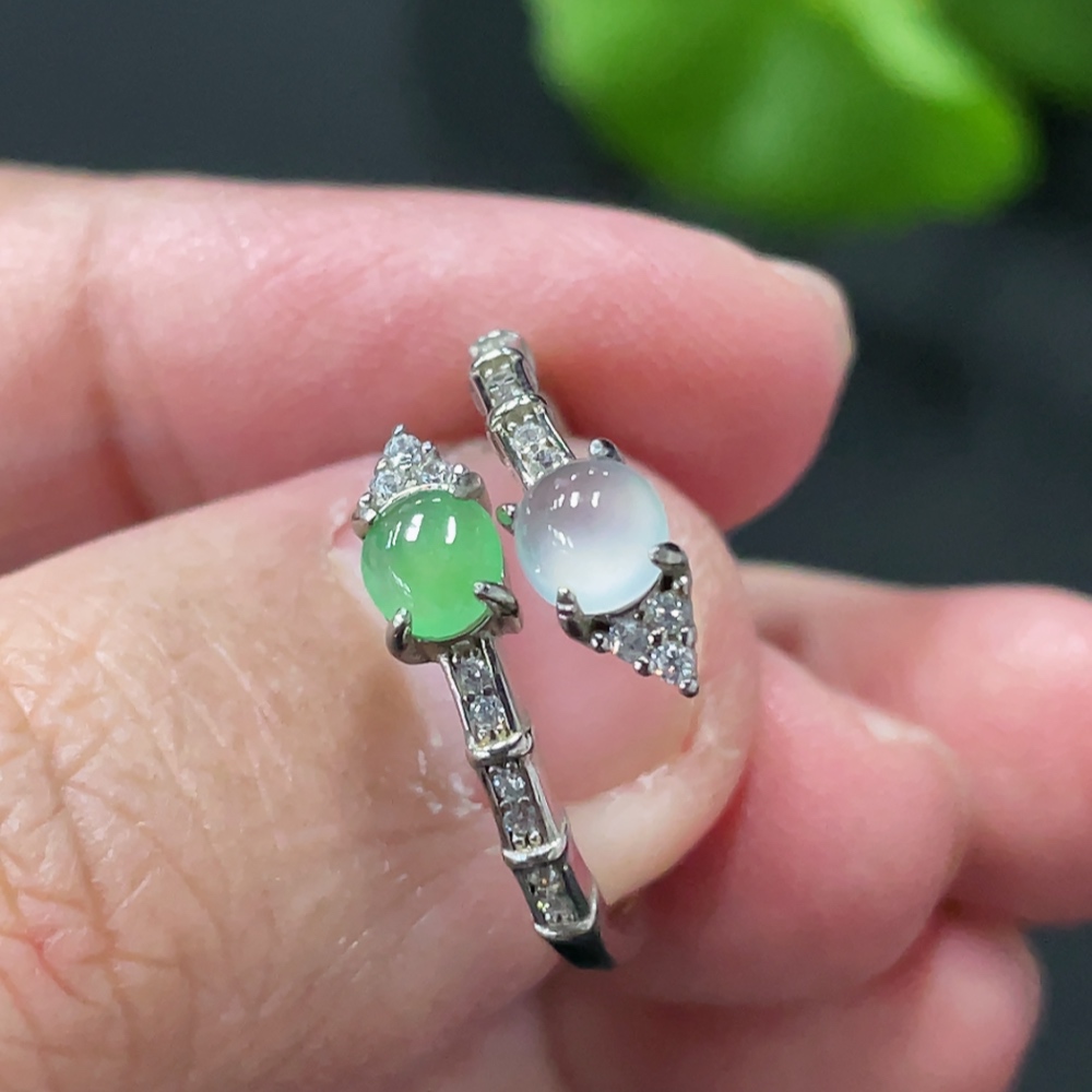 F35146855 Jadeite Cabochon Ring Non-Gold Setting Adjustable Size Total Weight Approx. 1.85g