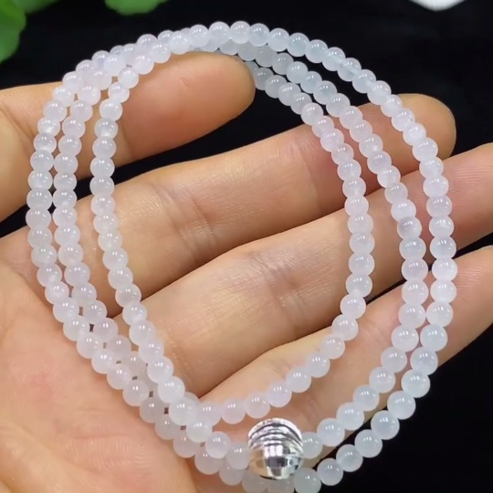 F34975257 Jadeite Bead Necklace Card 3.3mm Approx. Total Weight About 13.68g Non-Gold