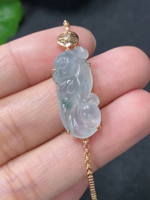 F33886858 Jadeite inlaid bracelet 18k total weight approx. 4g