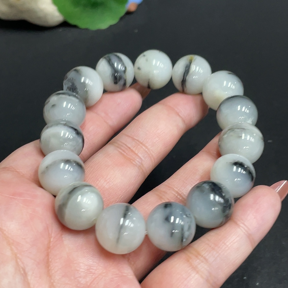 H34010427 Hetian Jade Bracelet, Approx. 14.1 mm, Total Weight Approx. 76.7g, Contains Other Mineral Components