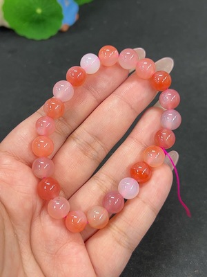 H41922871 盐源玛瑙手串 卡8.7mm左右 仅红色 货品总重约23g