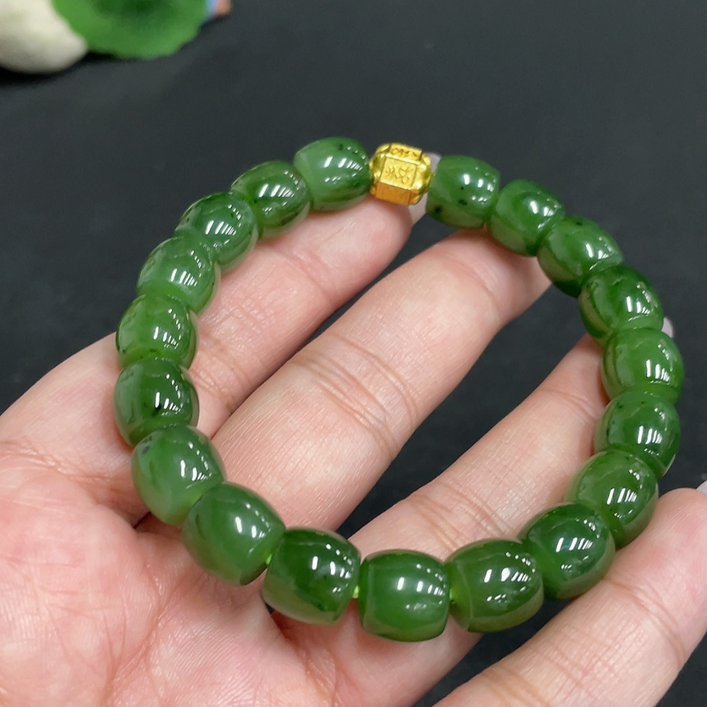 H34957206 Hetian Jade Bracelet, Approx. 9.8mm, Total Weight Approx. 35.3g, Non-Gold