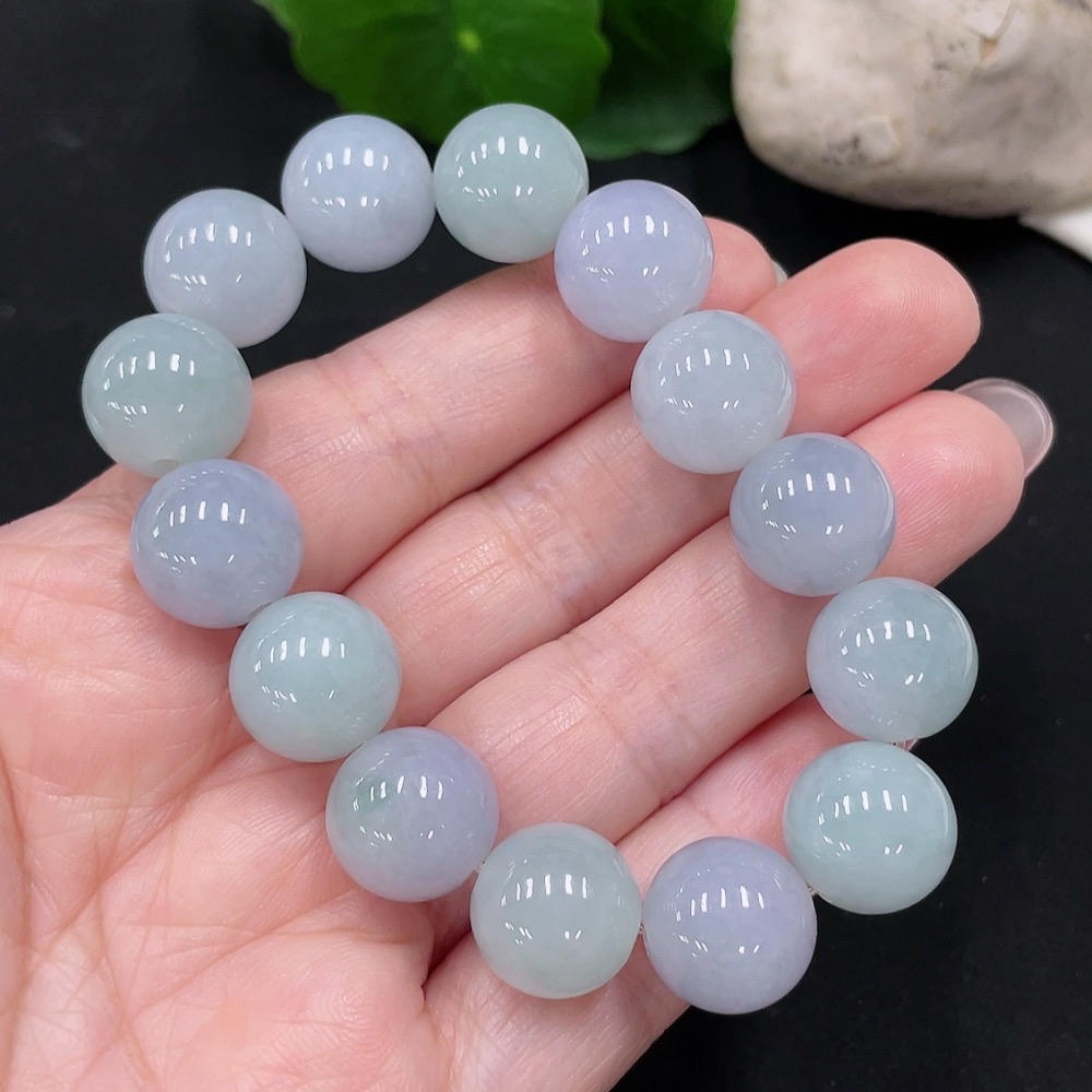 F34967189 Jadeite Bracelet, Approx. 12.8mm Beads, Total Weight Approx. 51.4g