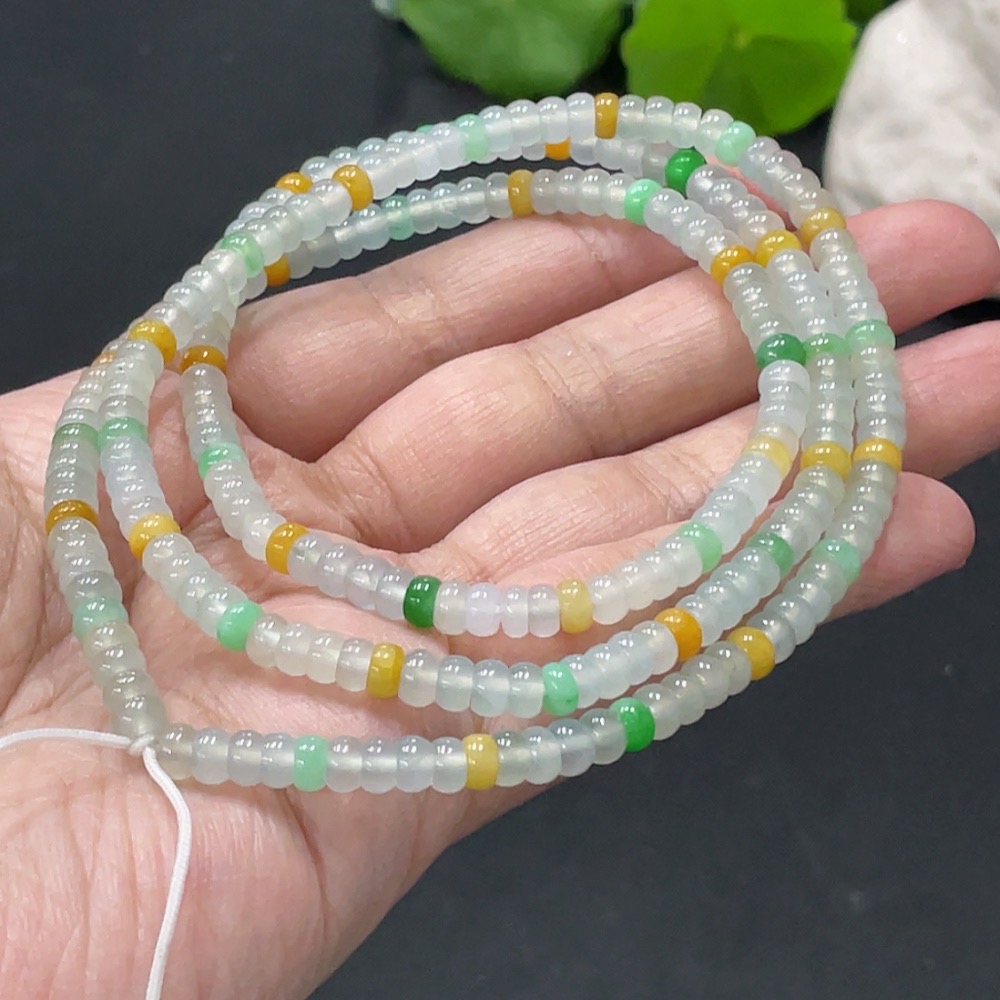 F32720737 Jadeite Bead Necklace Total Weight Approximately 28.1g Bead Size 4.4mm Color Origin Undetermined