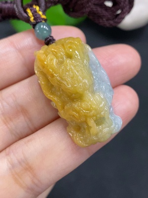 F30528707 Jadeitedragon head pendant with cord, total weight approx. 15.8g (Color origin undetermined)