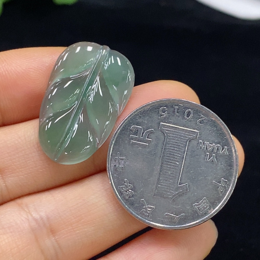 F34947633 Jadeite Leaf Inlay Piece Total Weight Approx. 2.15g
