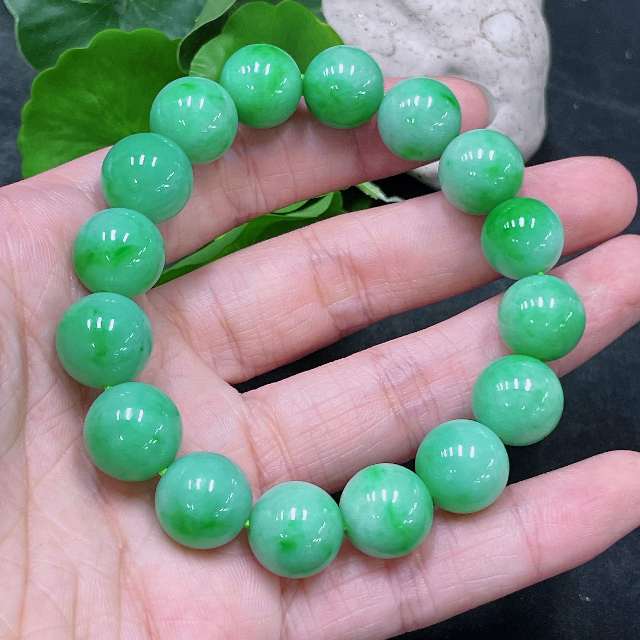F32810418 Jadeite Bracelet Size 12.6mm Approx. Total Weight 55.12g Approx.