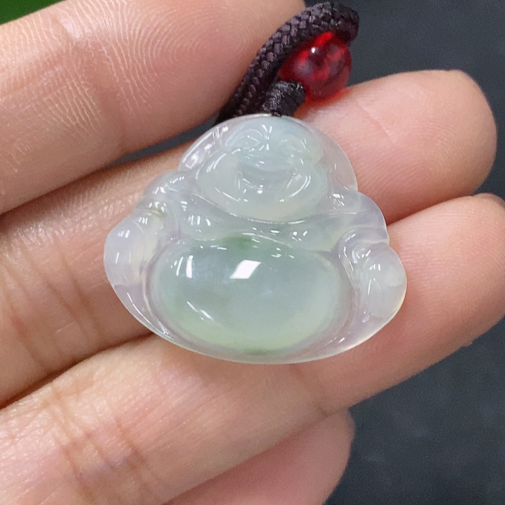 F35116600 Jadeite Pendant Buddha, Total Weight Approx. 4.7g Including Rope, With Non-Type A Beads