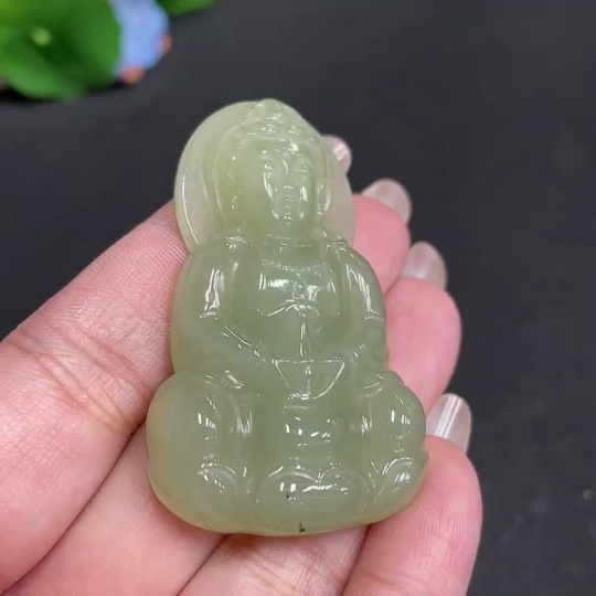 H29358838 Hetian Jade Pendant Guanyin Total Weight About 25.7g