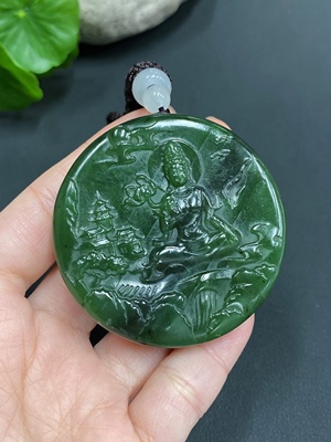H14540287 Hetian Jade Pendant Guanyin Total Weight Approx. (including rope) 69g