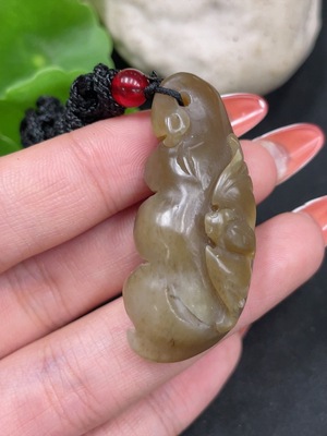H34026562 Hetian Jade Pendant Fu Dou