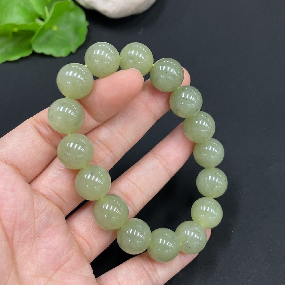 H27140261 Hetian Jade Bead Bracelet, approx. 12mm, total weight about 44.6g