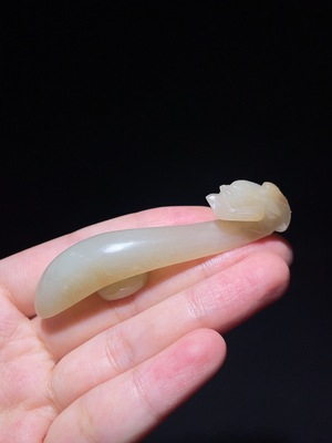 W32716727 Ming Dynasty Hetian Jade Dragon Head Belt Hook (Chongqing Gegu Rating)
