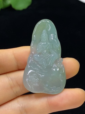 F34044702 Jadeite Guanyin Pendant Total Weight Approx. 13.95g