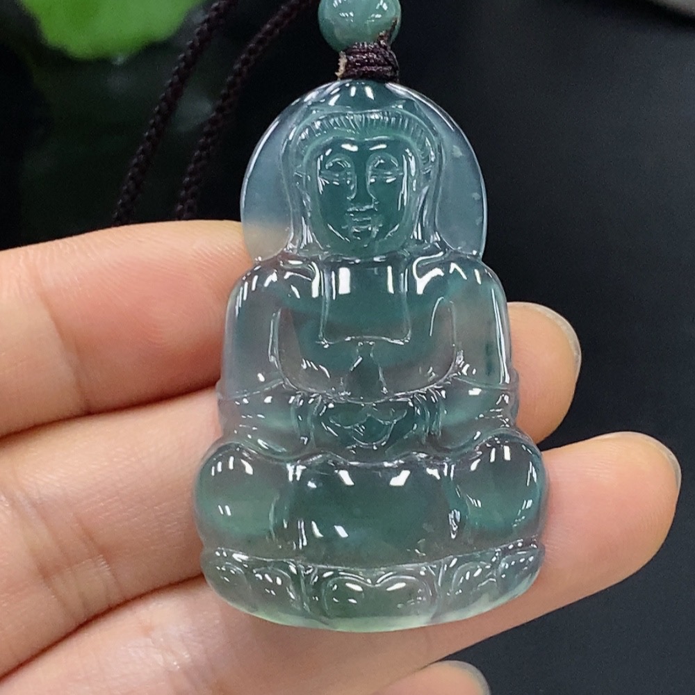 F29413954 Jadeite Guanyin Pendant Total Weight Approx.9.71g (Incl. String Weight)