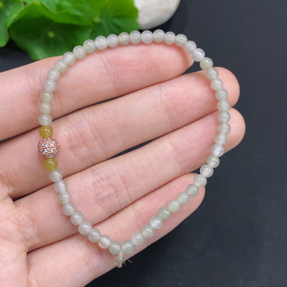 F35159727 Jadeite Bracelet Non-Gold Inlaid Total Weight Approx. 4.2g Size 3.7mm