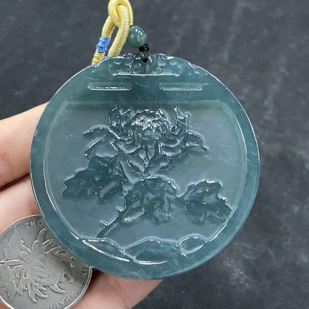 F34965245 Jadeite Pendant Flower Total Weight Approx. 42.97g