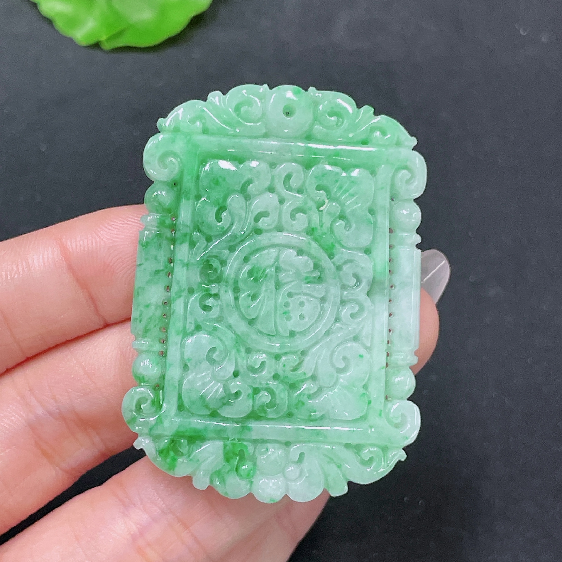 F34065701 Jadeite pendant antique plaque containing other mineral components total weight approx. 26.55g