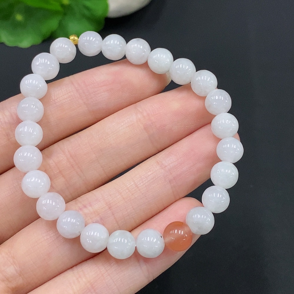 F29337070 Jadeite Bracelet 99% Gold Content Approximately 7mm Beads Total Weight About 15.1g Non-Jadeite Beads Included