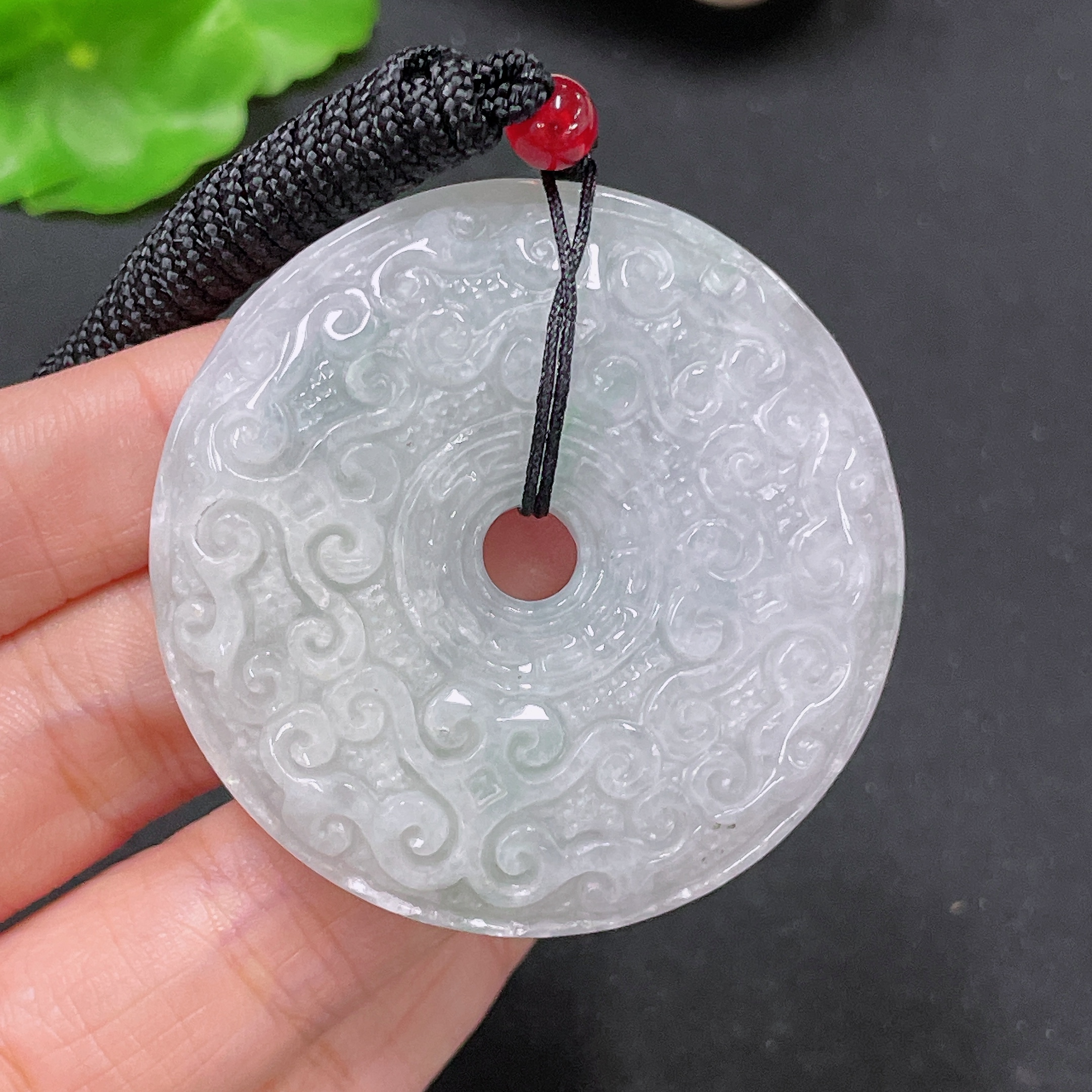 F35105377 Jadeite Pendant Peace Knot with Non-A Beads and Cord Total Weight Approx. 54.85g