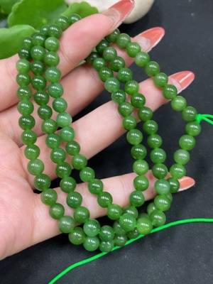 H35112132 Hetian Jade Jasper Bead Necklace, Approx. 5.8mm, Total Weight About 37g