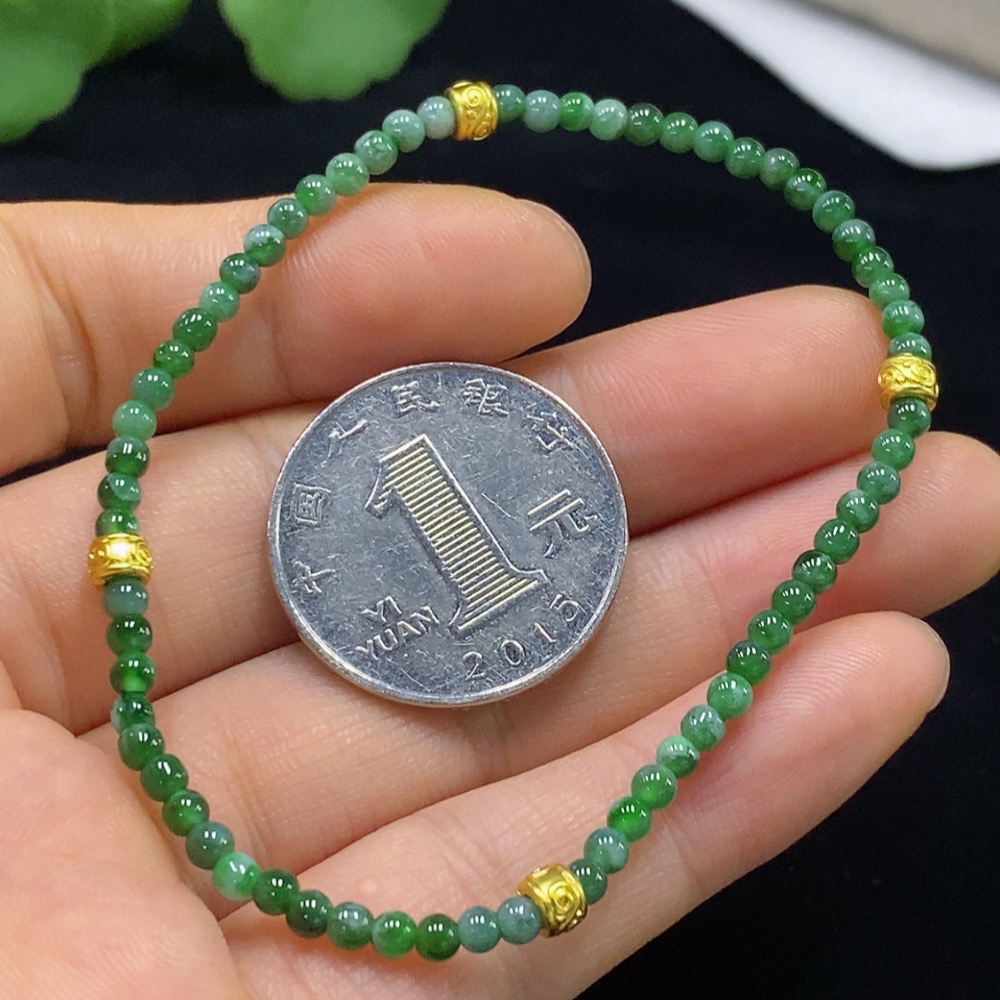 F33911729 Jadeite Beads Bracelet Approx. 2.8mm Total Weight Approx. 3.5g Non-Gold