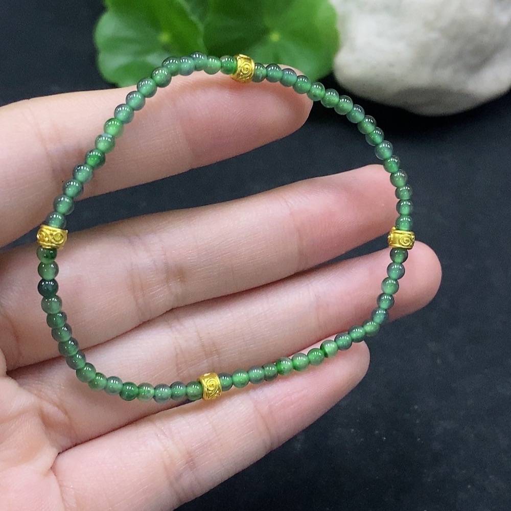 F34057464 Jadeite Bracelet 3mm approx. Non-gold Inlaid Total Weight about 3.43g