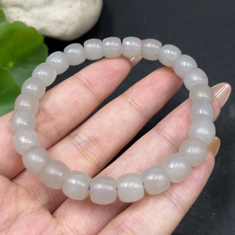 H31671040 Hetian Jade Bracelet Approx. 7.6mm Total Weight About 21.6g