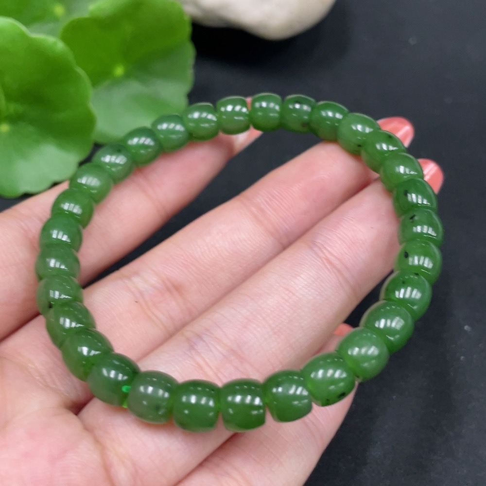 H34027594 Hetian Jade Jasper Bracelet, Approx. 6.5mm, Total Weight About 16.1g