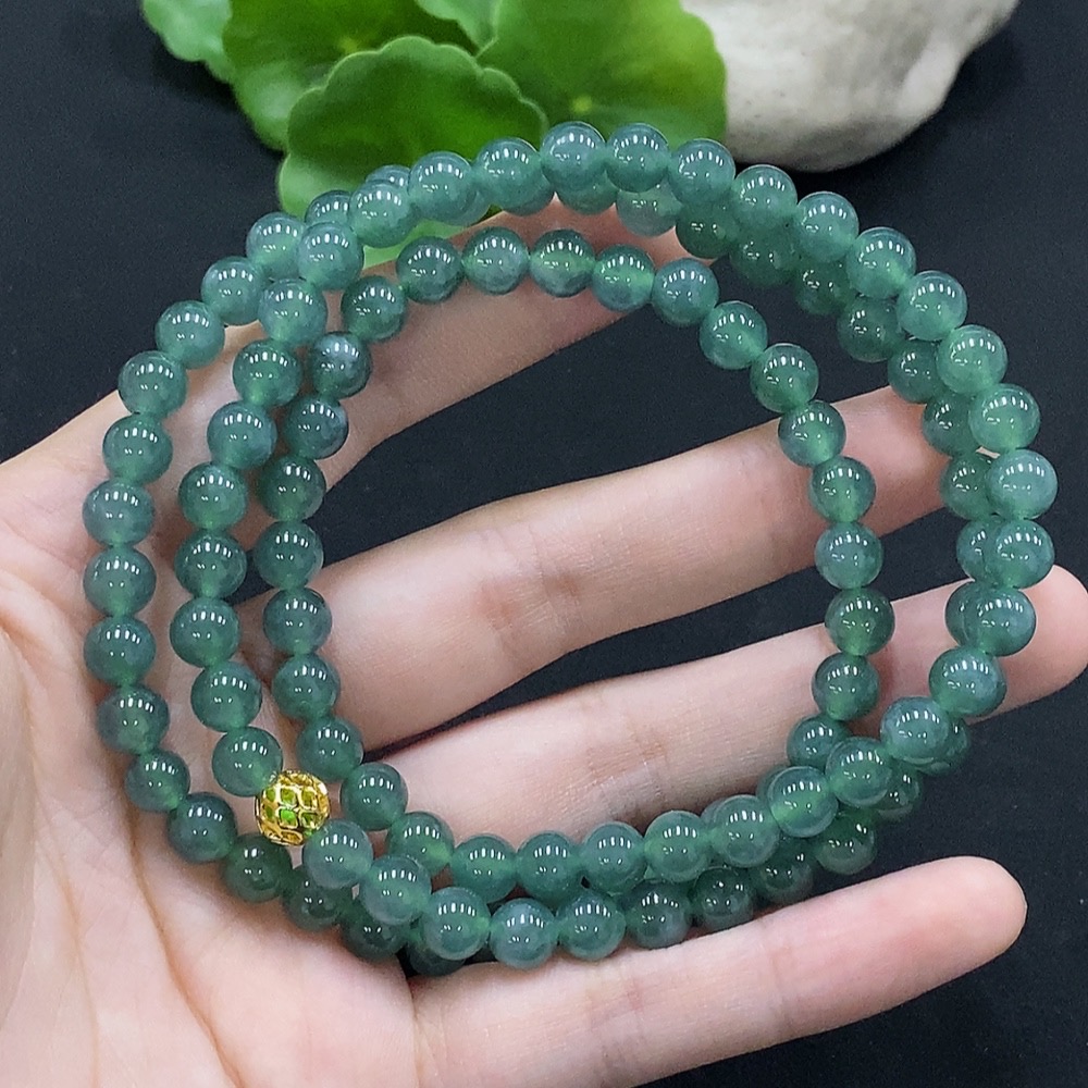 F34996588 Jadeite Bead Necklace Approximately 6.5mm Non-Gold Setting Total Weight About 47.94g