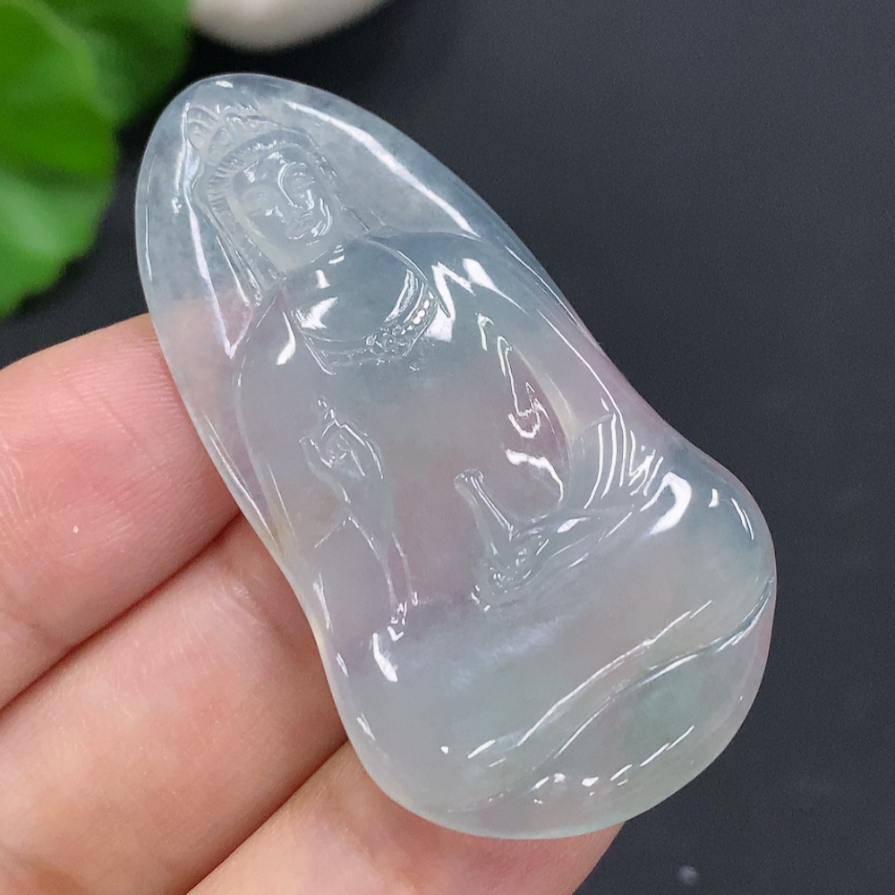 F30451845 Jadeite Guanyin Inlaid Piece Total Weight Approximately 9.6g