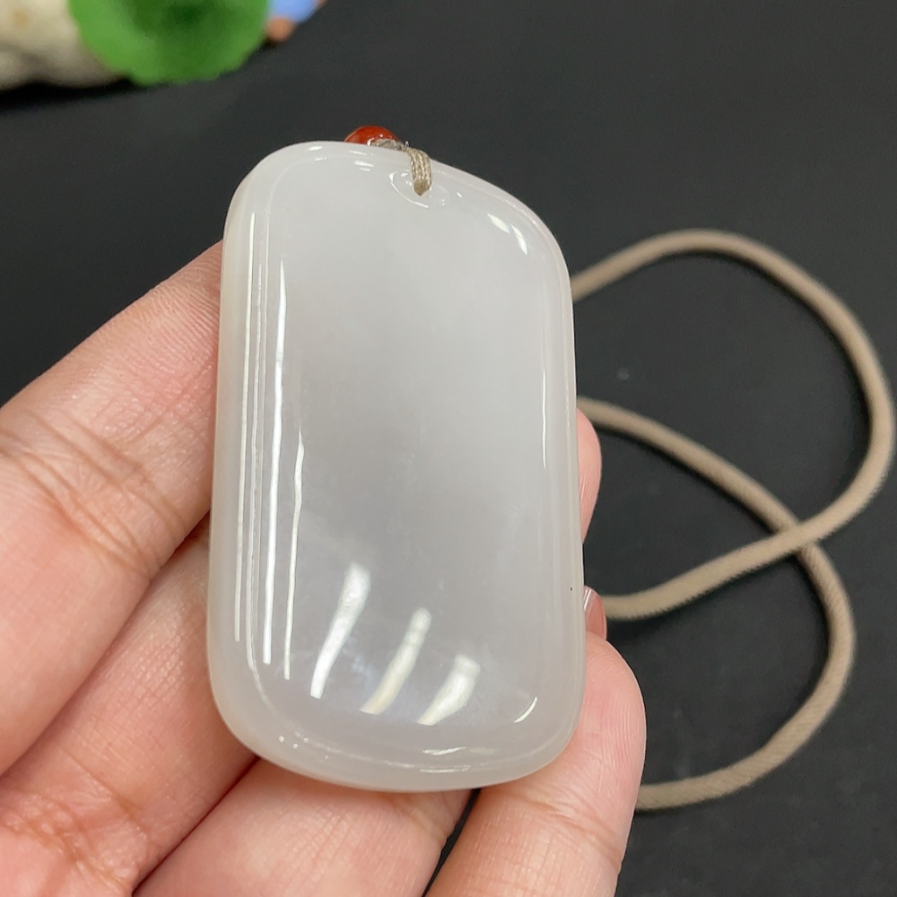 H34004080 Hetian Jade Pendant, Plain Pendant, Total Weight [with rope]: 40.6g