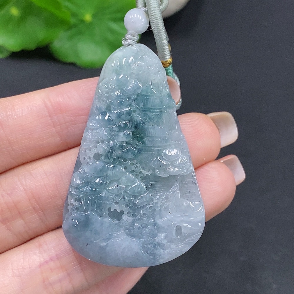 F27125523 JadeitePendant Landscape Plaque, Total Weight Approx. 29.82g