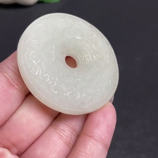 H34957171 Hetian Jade Pendant Antique Button Total Weight Approx. 44.3g
